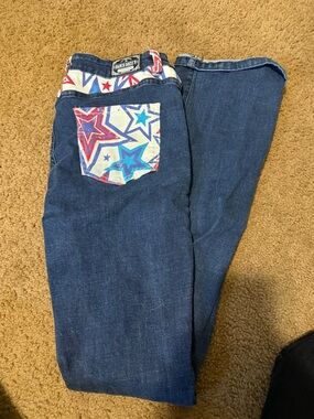 Women’s Boot Cut Jeans with Star Accent - Blue